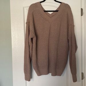V-neck tan sweater